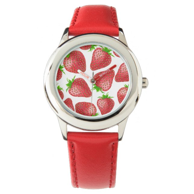 Reloj De Pulsera Patrón de acuarela de fresas (Anverso)