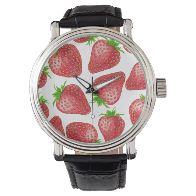 Reloj De Pulsera Patrón de acuarela de fresas (Anverso)
