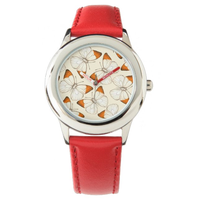 Reloj De Pulsera Patrón de acuarela de mariposas (Anverso)
