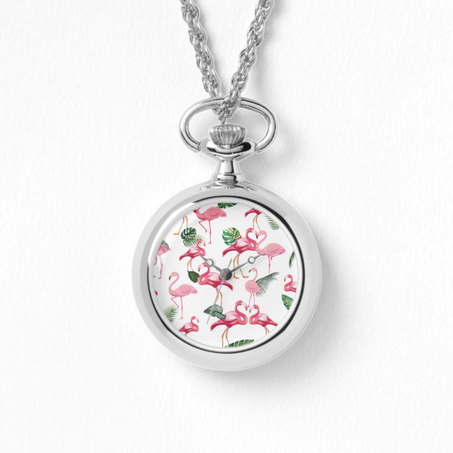 Reloj De Pulsera Patrón de amor de flamencos (Anverso)