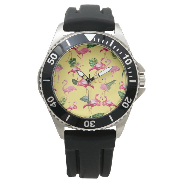 Reloj De Pulsera Patrón de amor de flamencos 3 (Anverso)