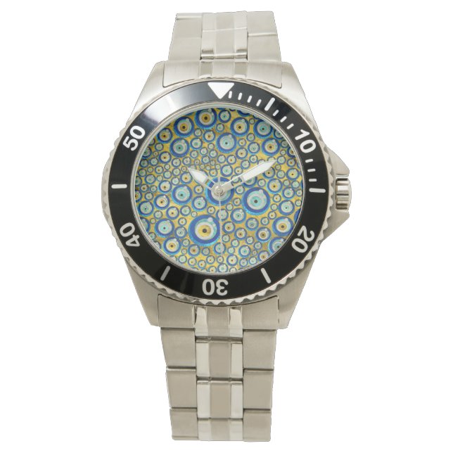 Reloj De Pulsera Patrón de Amulet de Ojos Malvados de Glass Azules  (Anverso)