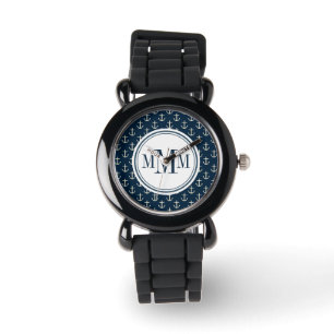 Reloj De Pulsera Patrón de anclaje de trio monograma
