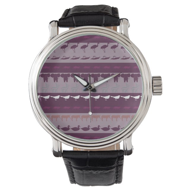 Reloj De Pulsera Patrón de Animales Coloridos Retro (Anverso)