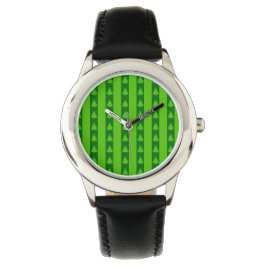 Reloj De Pulsera Patrón de árbol de navidad con rayas verdes
