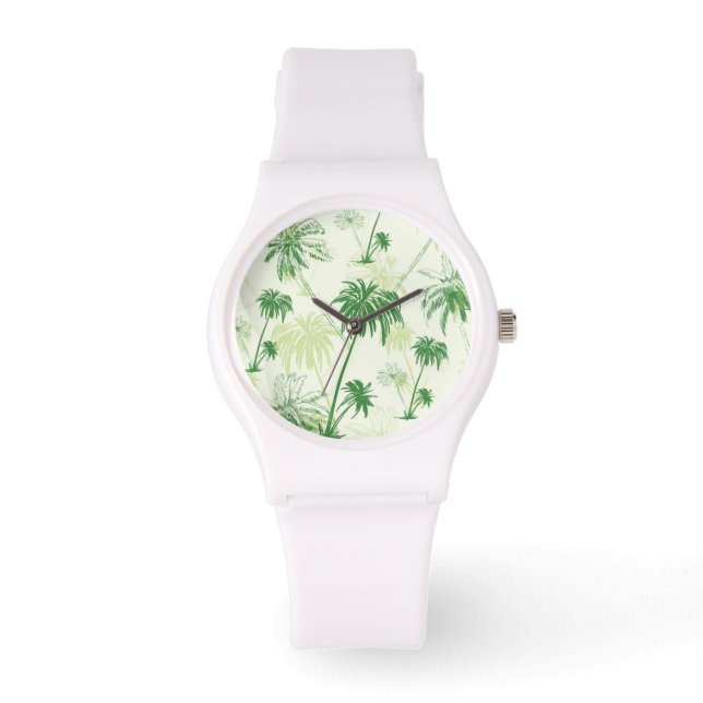 Reloj De Pulsera Patrón de árbol de palma verde (Anverso)