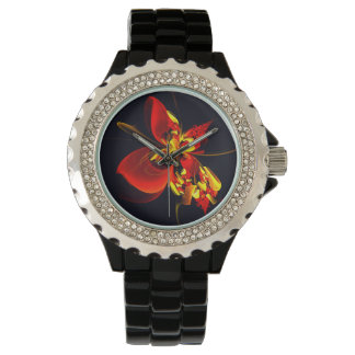 Reloj De Pulsera Patrón de arte abstracto moderno floral amarillo r