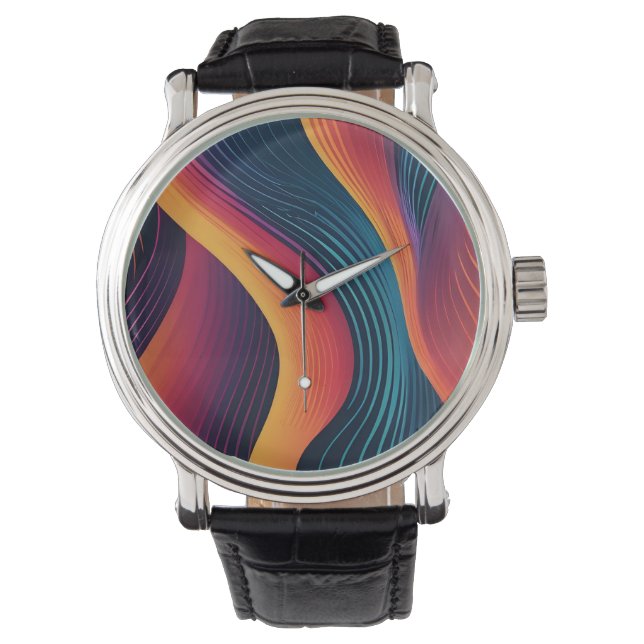 Reloj De Pulsera Patrón de arte de líneas abstractas (Anverso)