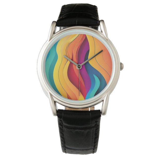 Reloj De Pulsera Patrón de arte de líneas abstractas (Anverso)