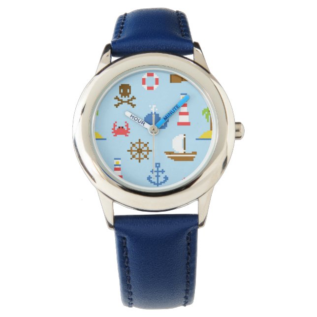 Reloj De Pulsera Patrón de arte en el mar Pixel (Anverso)
