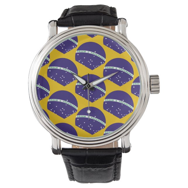 Reloj De Pulsera Patrón de bandera de Brasil (Anverso)