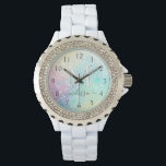 Reloj De Pulsera Patrón de Bonito glamuroso y colorido purpurina<br><div class="desc">Moda estética de fondo purpurina bokeh de bonito en hermosos colores pastel,  que puede personalizar con su monograma y/o nombre personalizado.</div>