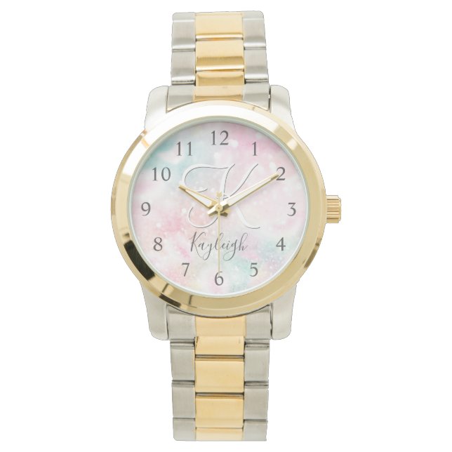 Reloj De Pulsera Patrón de Bonito rosa Purpurina glamuroso (Anverso)