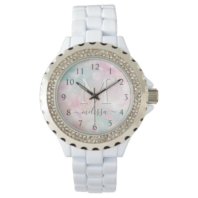 Reloj De Pulsera Patrón de Bonito rosa Purpurina glamuroso (Anverso)