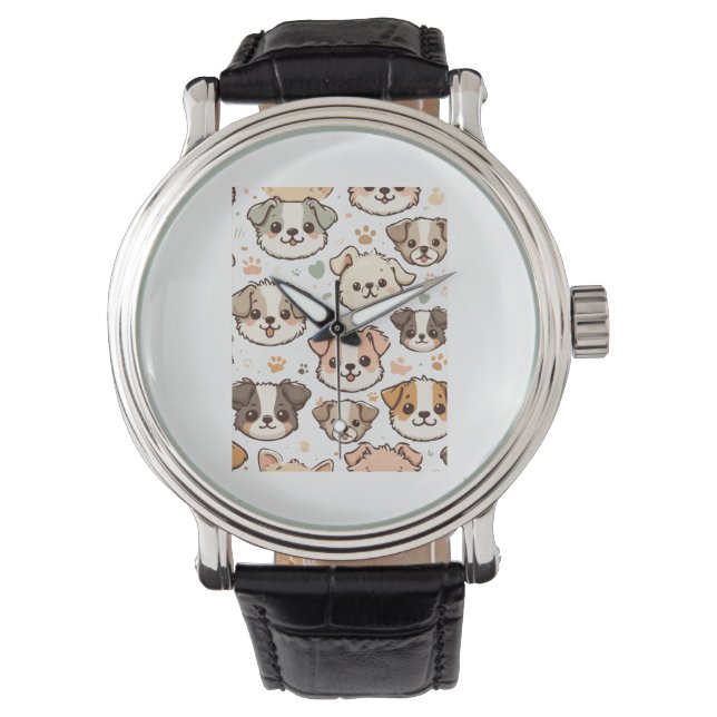 Reloj De Pulsera Patrón de Cachorros Felices (Anverso)