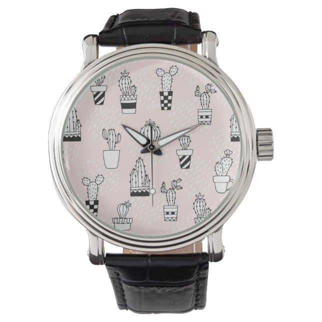 Reloj De Pulsera Patrón de cactus dibujado a mano (Anverso)