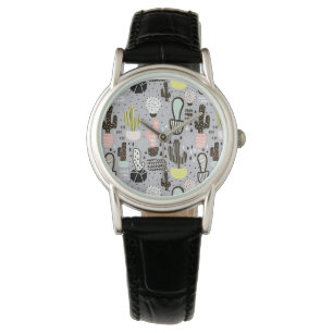Reloj De Pulsera Patrón de cactus dibujado a mano con textura