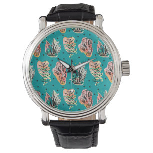 Reloj De Pulsera Patrón de Cactus Gráficos Suculentos