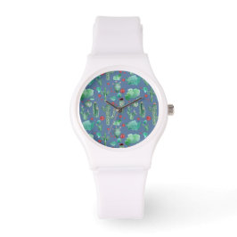 Reloj De Pulsera patrón de cactus y ladybug - fondo azul