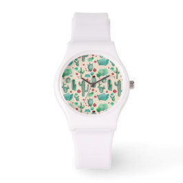 Reloj De Pulsera patrón de cactus y ladybug - fondo beige