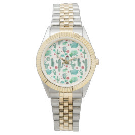 Reloj De Pulsera patrón de cactus y ladybug - fondo crema