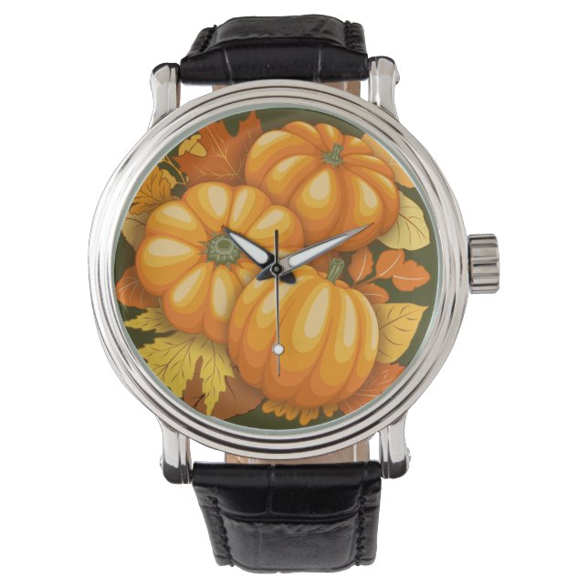 Reloj De Pulsera Patrón de calabazas de Halloween en temporada de o (Anverso)