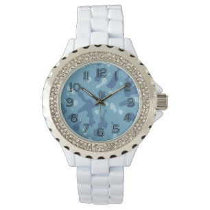 Reloj De Pulsera Patrón de camuflaje abstracto azul pastel