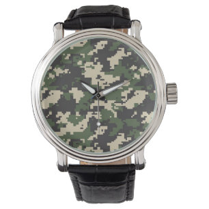 Reloj De Pulsera Patrón de Camuflaje Digital Verde