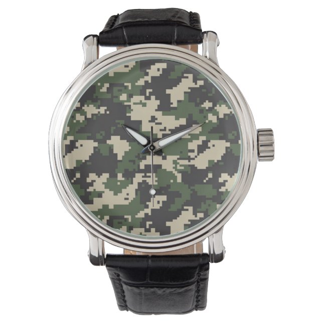 Reloj De Pulsera Patrón de Camuflaje Digital Verde (Anverso)