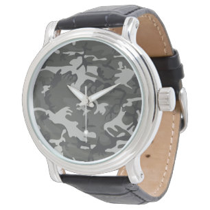 Reloj De Pulsera Patrón de camuflaje gris, patrón militar, ejército