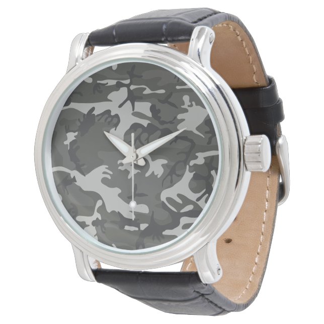 Reloj De Pulsera Patrón de camuflaje gris, patrón militar, ejército (Angular)