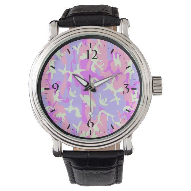 Reloj De Pulsera Patrón de camuflaje rosa lindo (Anverso)