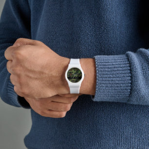 Reloj De Pulsera Patrón de camuflaje verde, nombre, personalización