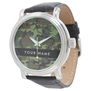 Reloj De Pulsera Patrón de camuflaje verde, tu nombre, personalizad