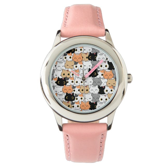 Reloj De Pulsera Patrón de cara de gato lúdico (Anverso)