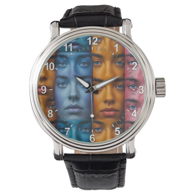Reloj De Pulsera Patrón de caras coloridas (Anverso)