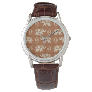 Reloj De Pulsera Patrón de caravana de elefante Naranja