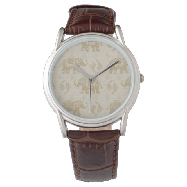 Reloj De Pulsera Patrón de caravanas de Elephant Khaki (Anverso)