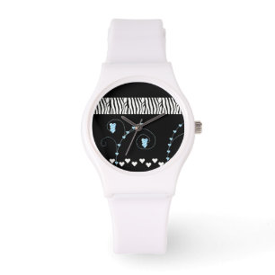 Reloj De Pulsera Patrón de cebra con corazón
