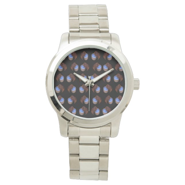 Reloj De Pulsera Patrón de cerdo de Guinea marrón sediento, (Anverso)
