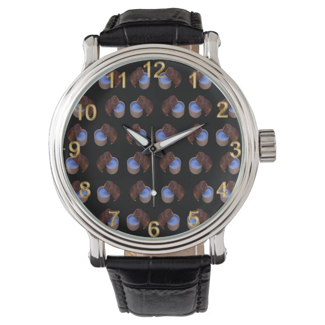 Reloj De Pulsera Patrón de cerdo de Guinea marrón sediento, (Anverso)
