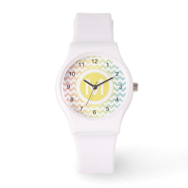 Reloj De Pulsera Patrón de cheurón multipastel (Anverso)