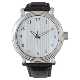 Reloj De Pulsera Patrón de cinco rayas azul pálido y blanco
