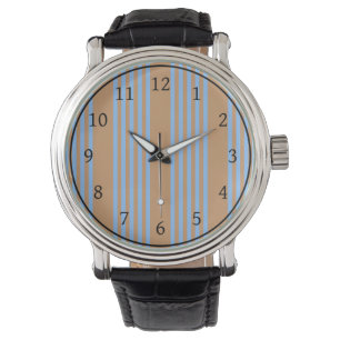 Reloj De Pulsera Patrón de cinco rayas azul y marrón