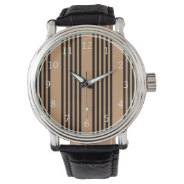 Reloj De Pulsera Patrón de cinco rayas negro y marrón