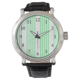 Reloj De Pulsera Patrón de cinco rayas verdes y blancas