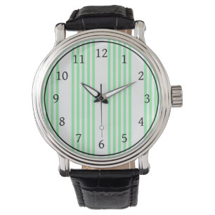 Reloj De Pulsera Patrón de cinco rayas verdes y blancas