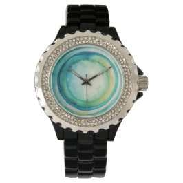 Reloj De Pulsera patrón de círculo de acuarela verde