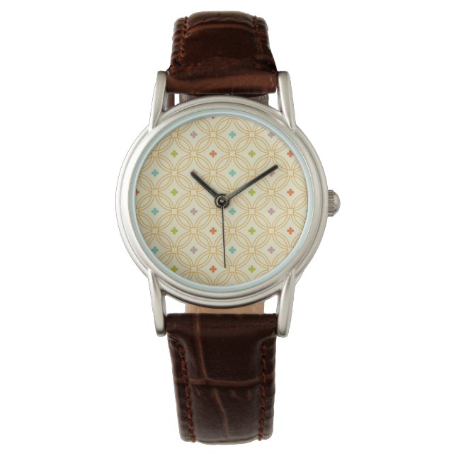 Reloj De Pulsera Patrón de Círculo de Interbloqueo Geométrico Retro (Anverso)