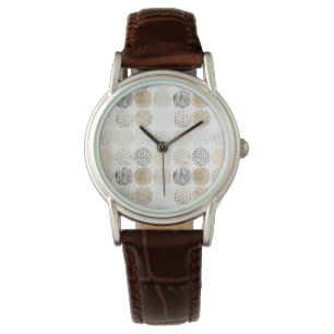 Reloj De Pulsera Patrón de círculo neutro abstracto